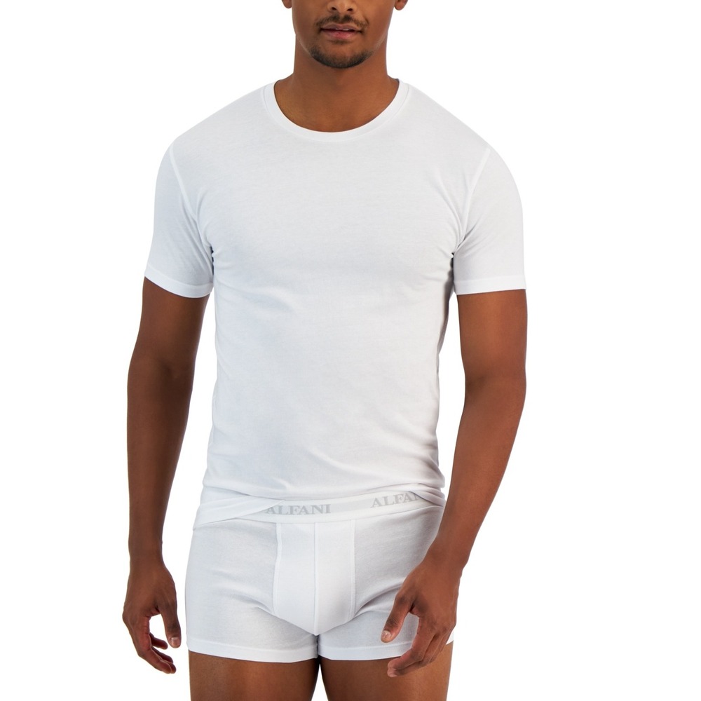 4 Pack Alfani Undershirt Mens XXL Slim Fit White Solid Crew Neck Short Sleeve